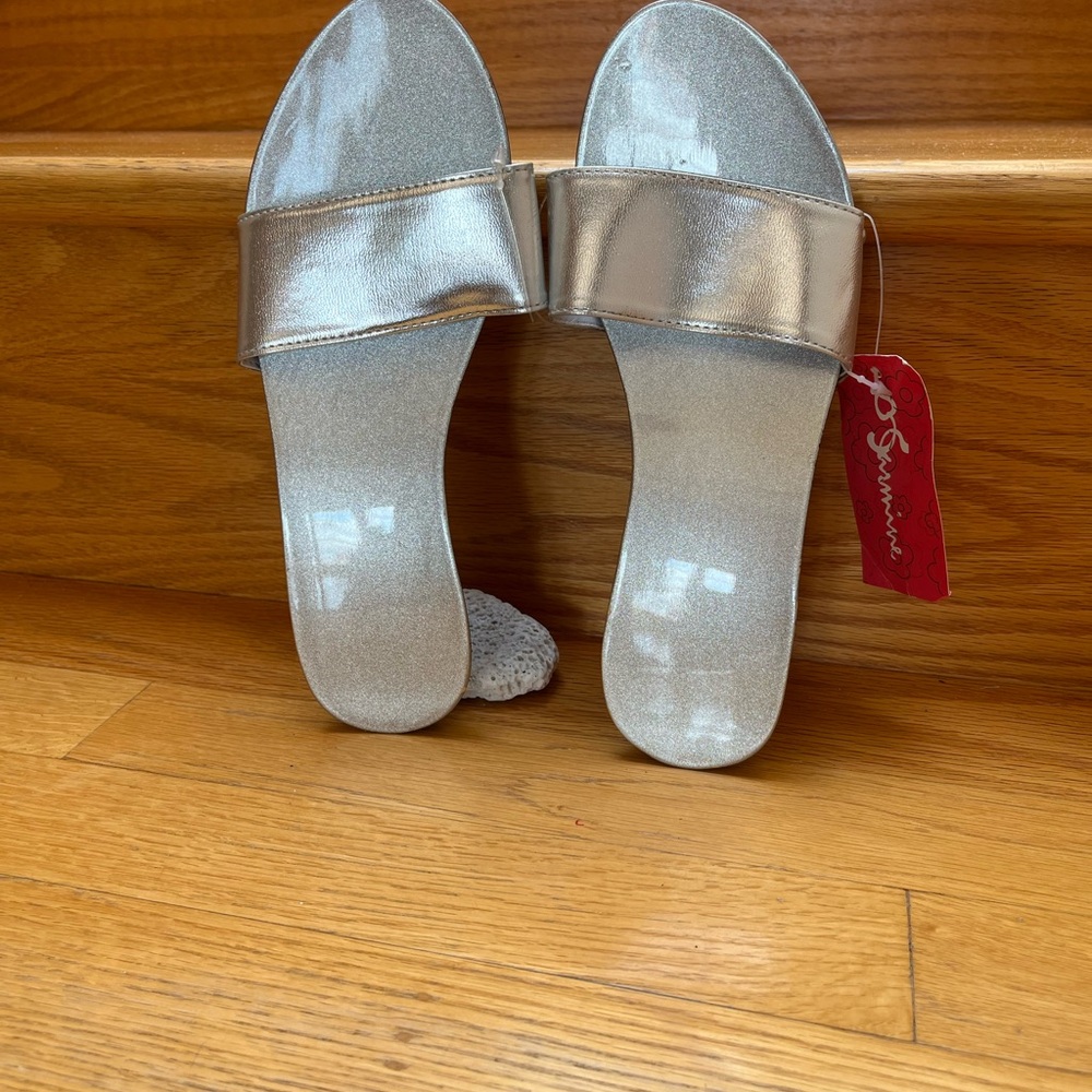 Silver Wooden Women's Slide Sandals